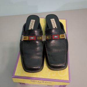 Brighton Lucy Black Gran Slides Southwestern Beaded Strap made in Italy 8